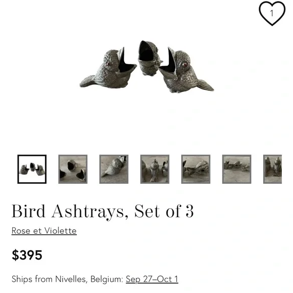 Silver Bird Figurine Set of 3 in very good condition designed 1890-1920 Decor